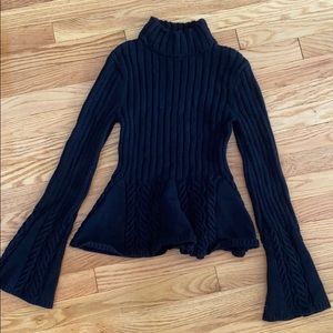 Bebe black cable knit peplum turtle neck sweater